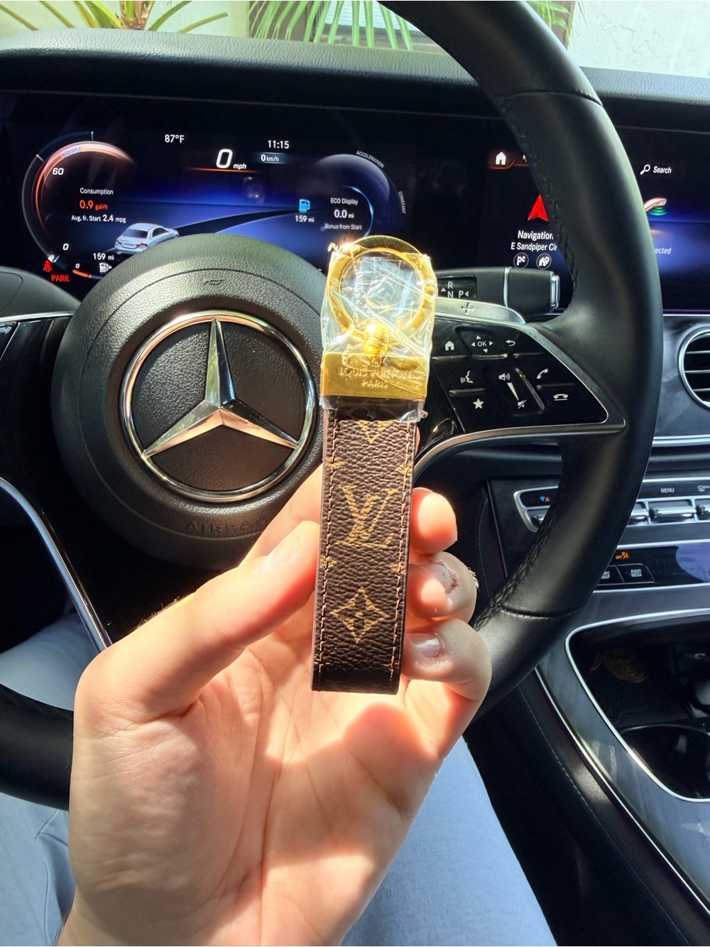 LV Brown Keychain Gold and Monogram